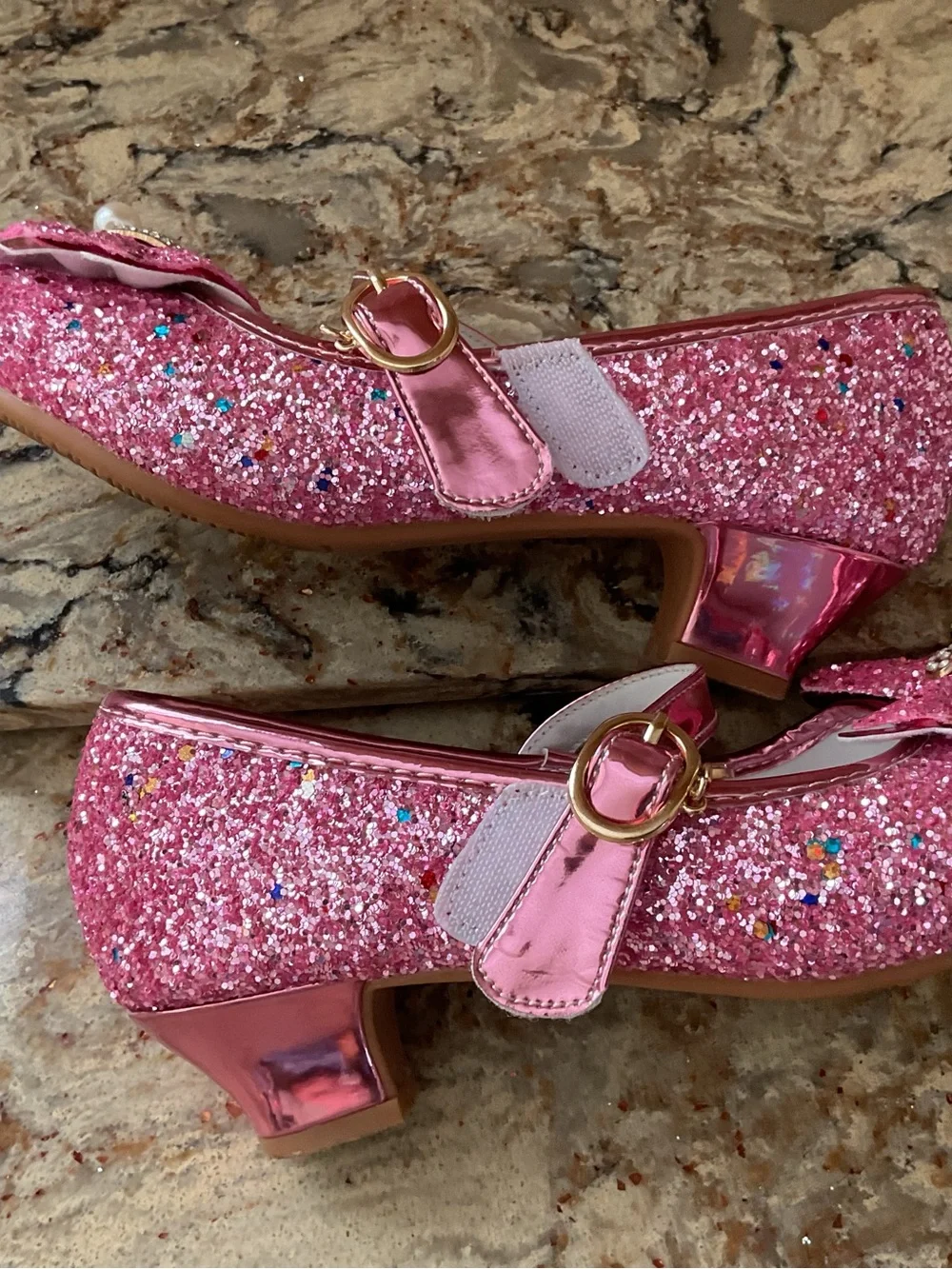 Girls' Pink Glitter Bow Mary Jane Kids Shoes size 2